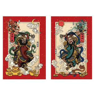 磁吸秦叔宝尉迟恭守门神将2026新款门神贴大门镇宅入户门年画自黏
