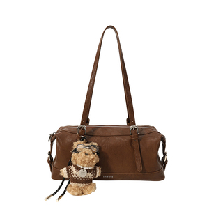 南风Chio2nd 风絮微澜枕头包包女士复古棕油蜡皮腋下包手提单肩包