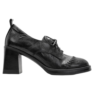 fed英伦风真皮粗跟乐福鞋女复古系带小皮鞋气质圆头高跟深口单鞋