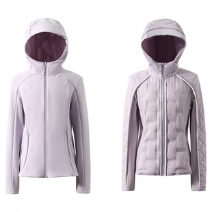 【进口白鸭绒】三合一连帽短款羽绒服女户外冲锋衣运动外套AKYV