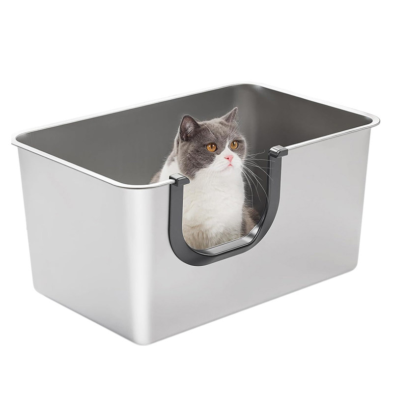 一体式304不锈钢超大号猫砂盆
