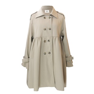 阿车家的大码JK 卡其色中长款风衣女春季新款韩版双排扣短款外套