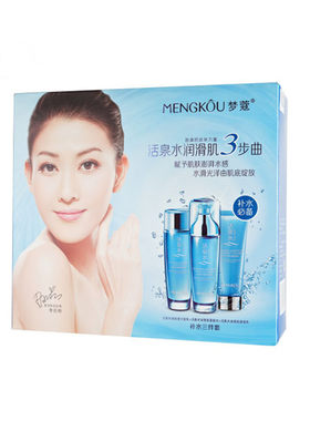 梦蔻活泉水润滑肌补水靓丽3部曲洁面乳柔肤水保湿乳三合一套装