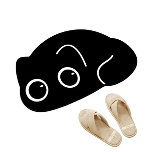 小黑猫浴室地垫可定制异形洗手台防滑垫好打理速干吸水硅藻泥脚垫