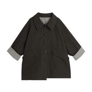 布丁哈鲁春装女童上衣2026春秋新款儿童洋气百搭复古风衣外套