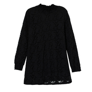 蕾丝中长款加绒打底衫女中年人妈妈直筒外穿秋衣雷丝大码春装上衣