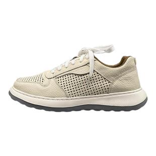 真牛皮打孔透气休闲男鞋镂空老爹鞋春夏旅行超轻便软底板鞋健步鞋