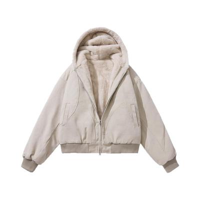 XAKA冬季短宽版型加绒加厚棉服潮