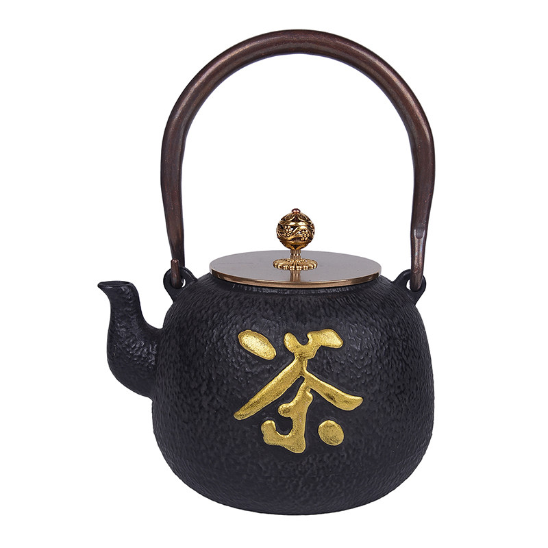 双铜禅茶铁壶手工铸铁壶无涂层生铁壶电陶炉加热复古茶壶茶具家用