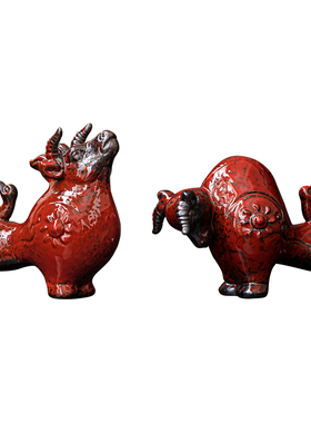 陶瓷红色牛桌面摆件家居客厅招财装饰品吉祥物生肖小牛年礼品摆设
