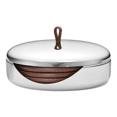 新年礼物GeorgJensen乔治杰生SKY红棕色皮革杯垫酒杯茶杯杯垫