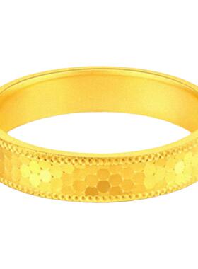 亮镜龙鳞戒指女纯银镀黄金色蜂巢鱼鳞爆闪素圈对戒指环简约高级潮