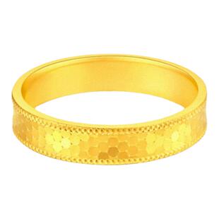 亮镜龙鳞戒指女纯银镀黄金色蜂巢鱼鳞爆闪素圈对戒指环简约高级潮