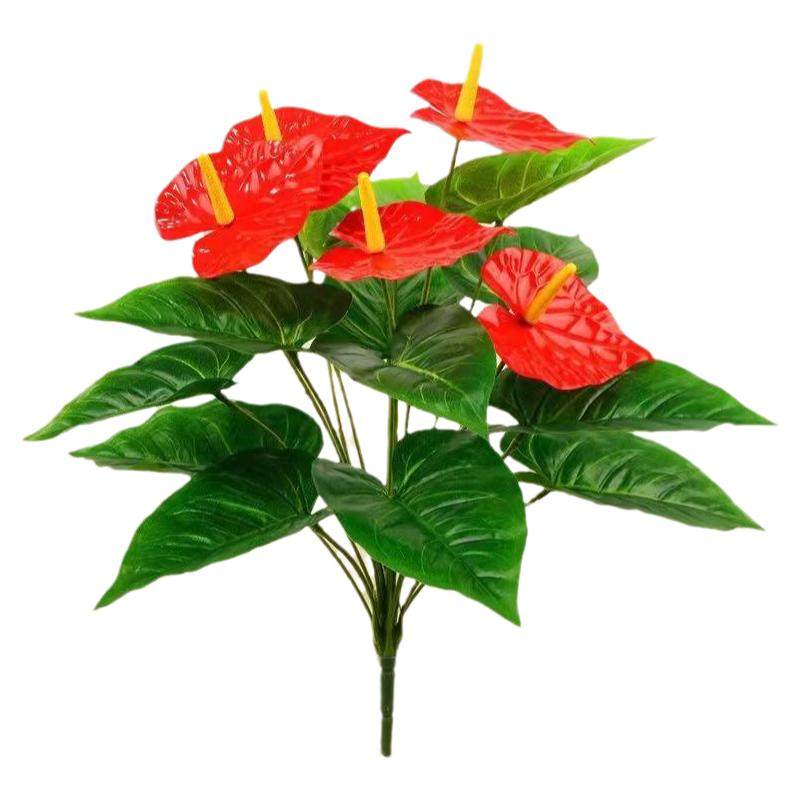 仿真花室内大红掌花草盆栽假花绿萝装饰客厅小摆件绿植塑料花盆景
