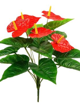 仿真花室内大红掌花草盆栽假花绿萝装饰客厅小摆件绿植塑料花盆景