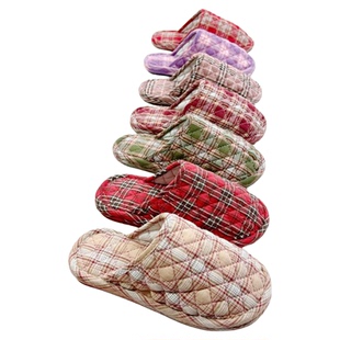 新款情侣包头棉拖鞋家居室内女家用防滑布艺布底地板拖鞋秋冬季男