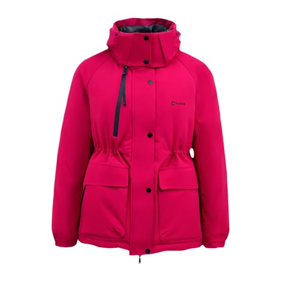 鸭鸭中长款连帽收腰羽绒服