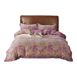 轻奢高端色织双层纱全棉四件套纯棉床单被套复古风秋冬季裸睡床品