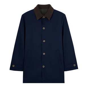 MindBridge男士翻领中长款风衣2026年春新款简约灯芯绒巴恩风外套