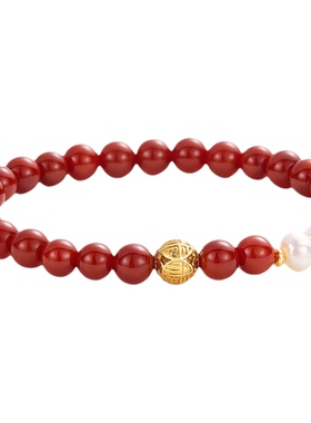 JAY红玛瑙手串中式翡翠珍珠手链
