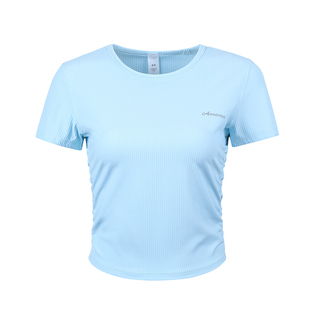 annerun健身t恤女速干短款运动短袖夏新款羽毛球服修身瑜伽服上衣