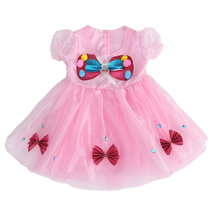 六一新款儿童演出服粉红色小可爱纱裙蝴蝶女童公主裙幼儿园舞蹈服