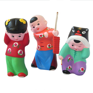 中国传统工艺泥塑摆件-放鞭炮 天津泥人张彩塑正品特色纪念品礼品