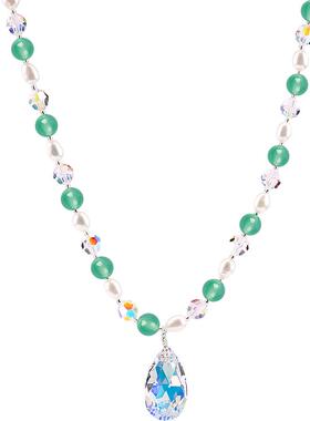 绿玛瑙珍珠水晶吊坠女女士首饰