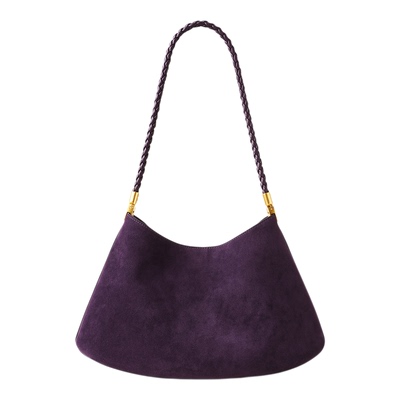 CASSILE卡思乐麂皮绒面腋下饺子包秋冬复古单肩通勤紫色女包包