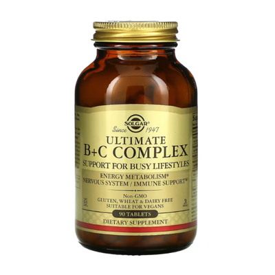 Solgar复合物B +C族仅Only维生素B群B-Complex 50 100 Vitamins