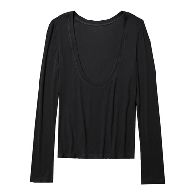 TANG TOWN自制【羊毛+莱赛尔】高弹轻盈裸感 时髦露背长袖T恤