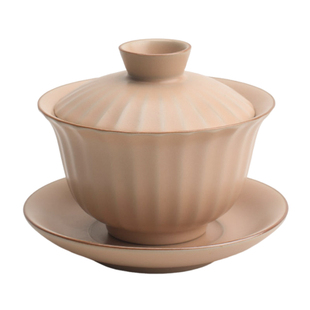 陶迷汝窑女士茶具茶壶家用三才碗陶瓷盖碗单个茶杯开片可养主人杯