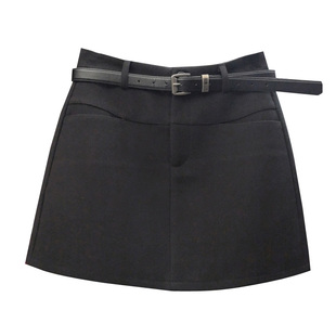 YIMOXI高腰短裙女2025冬季显瘦A字包臀裙防走光纯色呢子半身裙子