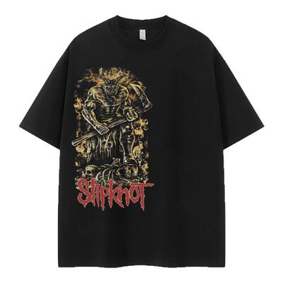 Slipknot骷髅VTG落肩摇滚短袖T恤