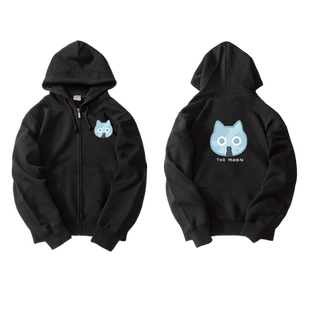 悦游「猫耳外套」有耳朵的可爱卫衣男moon黑猫加绒连帽日系ins