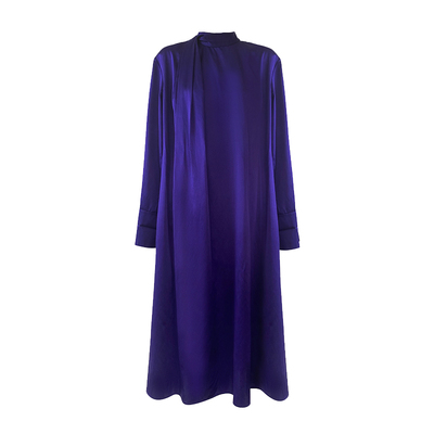 CHENSHII官方2025春季新款法式真丝混纺圆领长袖连衣裙女高级感