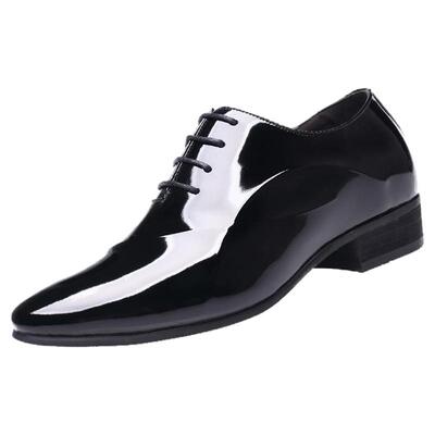 高端老人头内增高男鞋6cm男士商务正装皮鞋真皮透气亮皮结婚鞋8cm