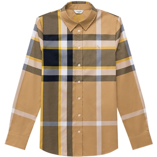 【专柜正品】Hazzys哈吉斯秋冬女士时尚格子衬衫休闲通勤衬衣上衣