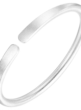 纯银古法银手镯女年轻款开口磨砂足银如意镯送女友礼物