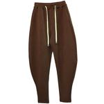 蓝萨2025秋冬新款咖啡色毛呢萝卜裤棕色弯刀高腰香蕉哈伦靴裤子