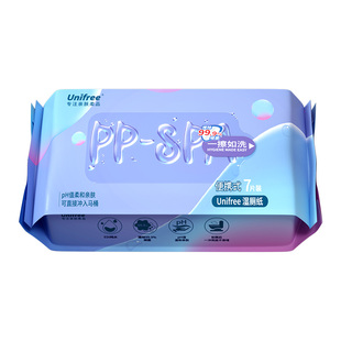 unifree便携湿厕纸私处清洁外出小包款抽取式可冲马桶湿厕纸7片装
