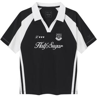 特步运动POLO衫女2026年夏季羽毛球服休闲短袖T恤女974228020124