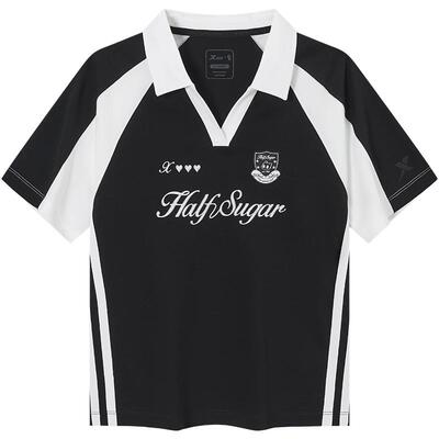 特步运动POLO衫女2026年夏季羽毛球服休闲短袖T恤女974228020124