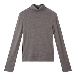 100%羊毛LILY2025冬新款女装前后两穿高领百搭通勤打底内搭针织衫