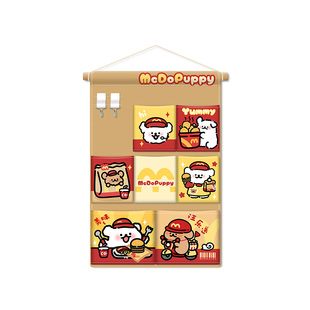 线条狗壁挂收纳袋学生宿舍柜门床头挂墙门后悬挂式手机存放置物袋