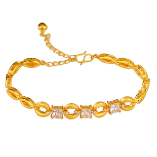 新款镀黄金色手链O字链镀金重工个性小众手链高级气质复古秋冬链