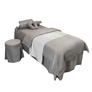 新款网红美容院床罩四件套按摩床专用四季通用养生三件带洞轻奢风