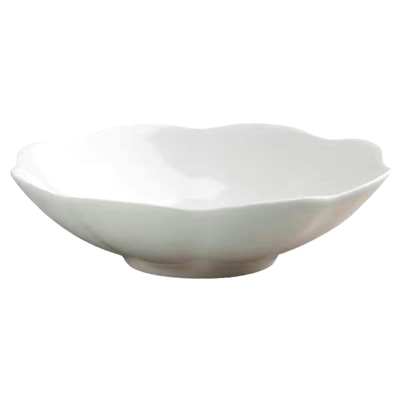严选高档骨瓷菜盘纯白中式家用花边饭盘无铅不规则釉下彩陶瓷餐具
