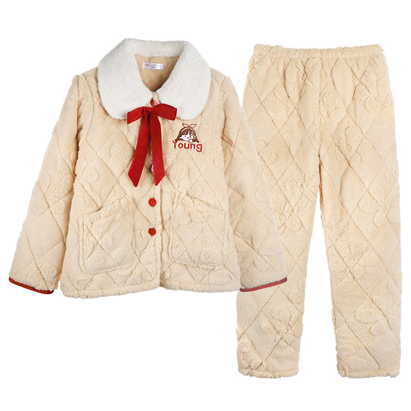 S好波珊瑚绒睡衣女可爱家居服冬季加厚防寒可外穿女家居服HJ23133