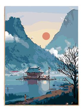 打发的消磨时间神器手工数字油画治愈系孕妇孕期艺术感中国风填色
